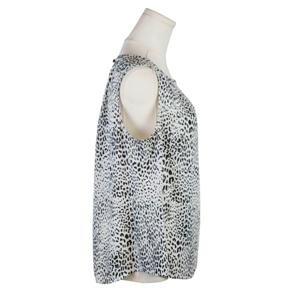 Worthington Petite Large PL Sleeveless Animal Print Blouse Keyhole Back Top - Picture 3 of 8